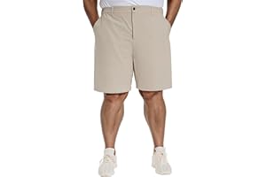 PULI Men's Big & Tall Golf Shorts Stretch 10 Inch Inseam Waterproof Lightweight Qiuck Dry Hiking Shorts
