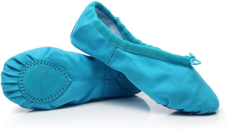 Refosian Canvas Ballets Dance Split Flat Shoes Gymnastics Dancing Slippers for Girls Women Ladies in Different Sizes(Sky Blue)