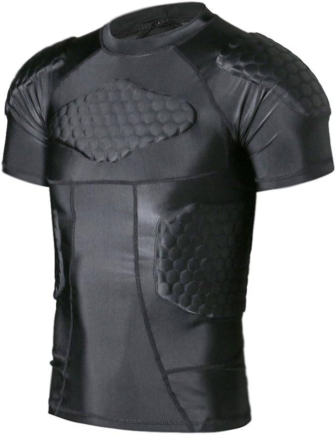 Men's Padded Compression Shirt Chest Rib protector Suit for Football
