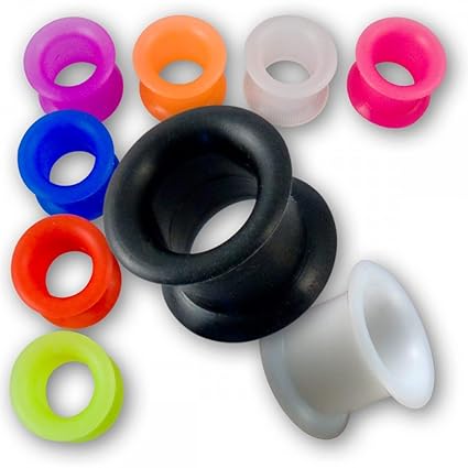 Fly Style® - 1 Stück - 4-24mm Silikon Tunnel in 9 Farben mit breitem Rand