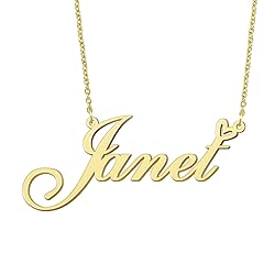 BYBWBL Janet Name Pendant Necklace 18k Gold Plated