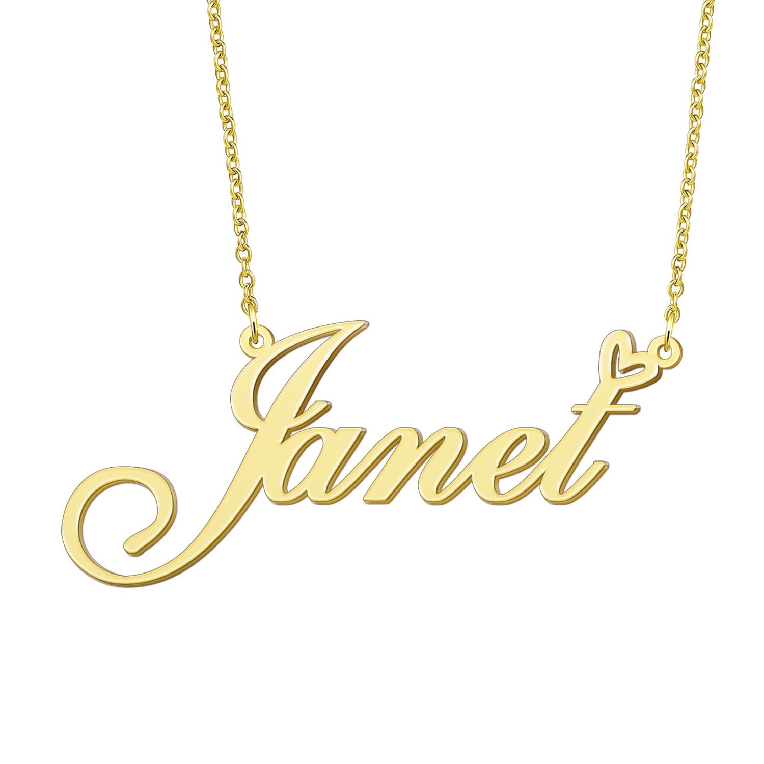 BYBWBL Janet Name Pendant Necklace 18k Gold Plated