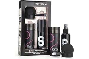 gowwim Hair Thickening Fibers Best 3-in-1 Kit Set,Keratin Hair Building Fibers & Spray Application Atomizador Pump Nozzle & Hair Fiber Lock Hold Spray,Instantly Cover Sparse Hair Areas (Black)