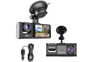 METRICSQUARE Dual Dash Camera for Car Front and Inside Dash Cam Car Security Video Recorder with Audio 1080P Vehicle Cam Plug and Play, WDR, Night Vision, G-Sensor Auto Lock, 2 Inch Screen