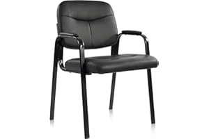 Elevon Waiting Room Chairs No Wheels Set of 1, Leather Stationary Office Reception Guest Chair with Padded Arms for Elderly Desk Conference Room Lobby Table Side Salon