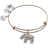Alex and Ani Elephant Charm Bangle, Two-Tone - 14k Gold Over Sterling Silver, Lucky Jewelry for Women, Adjustable Bracelet, Ideal Gift Jewelry