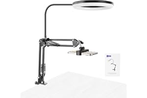 NEEWER Entry Level Version N41 8" LED Ring Light with Desk Clamp Stand/Remote, Overhead Phone Mount Holder Compatible with iP