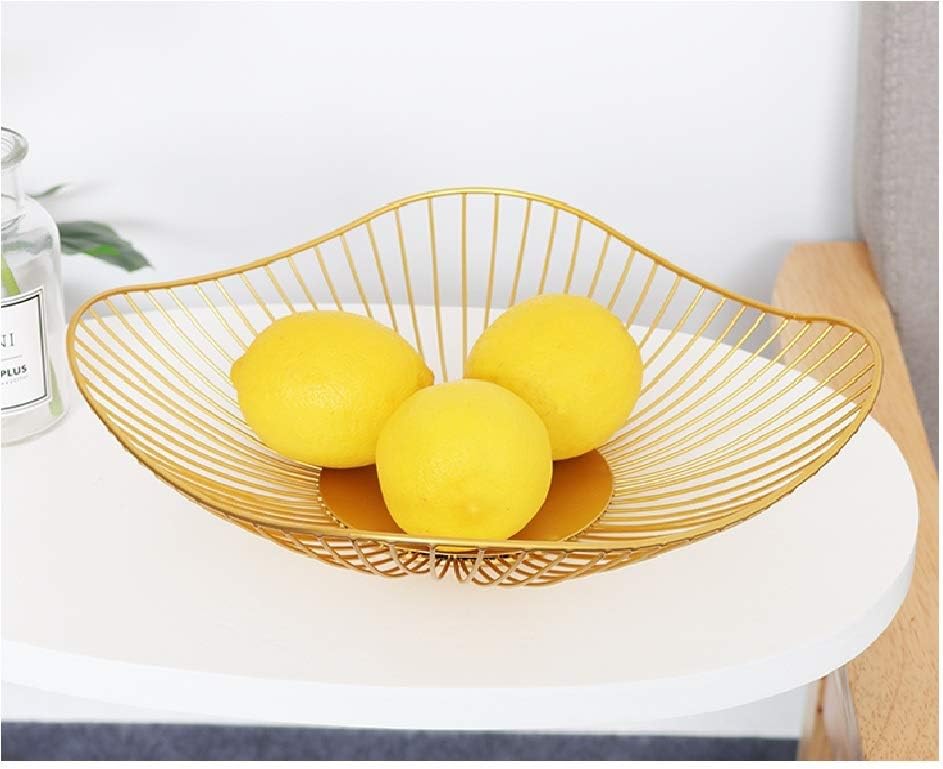 Modern Styling Wire Fruit Storage Basket Bowl for Kitchen, Home, Office (Gold)