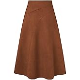 Kate Kasin 2025 Women's Suede Skirts, High Waist A-Line Skirt, Fall Winter Midi Skirt