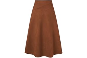 Kate Kasin 2025 Women's Suede Skirts, High Waist A-Line Skirt, Fall Winter Midi Skirt