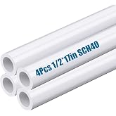 Joyfolk 4 Pcs 1/2 Inch PVC Pipe 17long Sch40 Industrial Pipes, White | Home, Diy, Greenhouse, Garden, Farm, Workshop, Furniture Grade, Plumbing, Heavy Duty