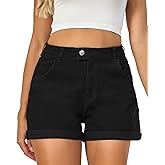 VIPONES Denim Shorts Women Stretchy High Waisted Fold Hem Jean Shorts 3.5 Inch Inseam Casual Summer Hot Shorts