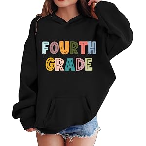 Girls 4th Grade Sweatshirt Back to School Outfit Fourth Grade Oversized Pullover First Day of School Graphic Preppy Tee Tops