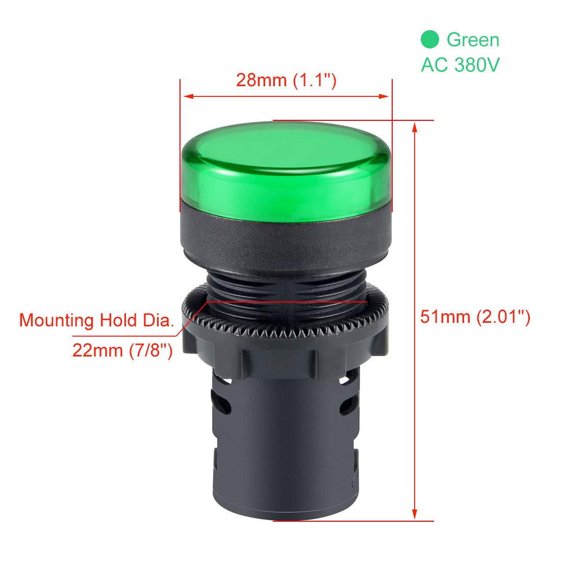 uxcell 10Pcs Green Indicator Light AC 380V, 22mm Panel Mount, for Electrical Control Panel, HVAC, DIY Projects: Industrial & Scientific