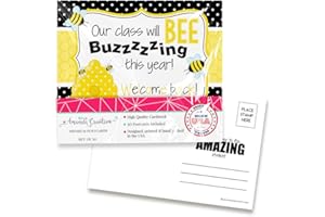 AMANDA CREATION Bumble Bee Themed Welcome Back To School Blank Postcards For Teachers To Send To Students, 4"x6" Fill In Notecards by AmandaCreation (30)