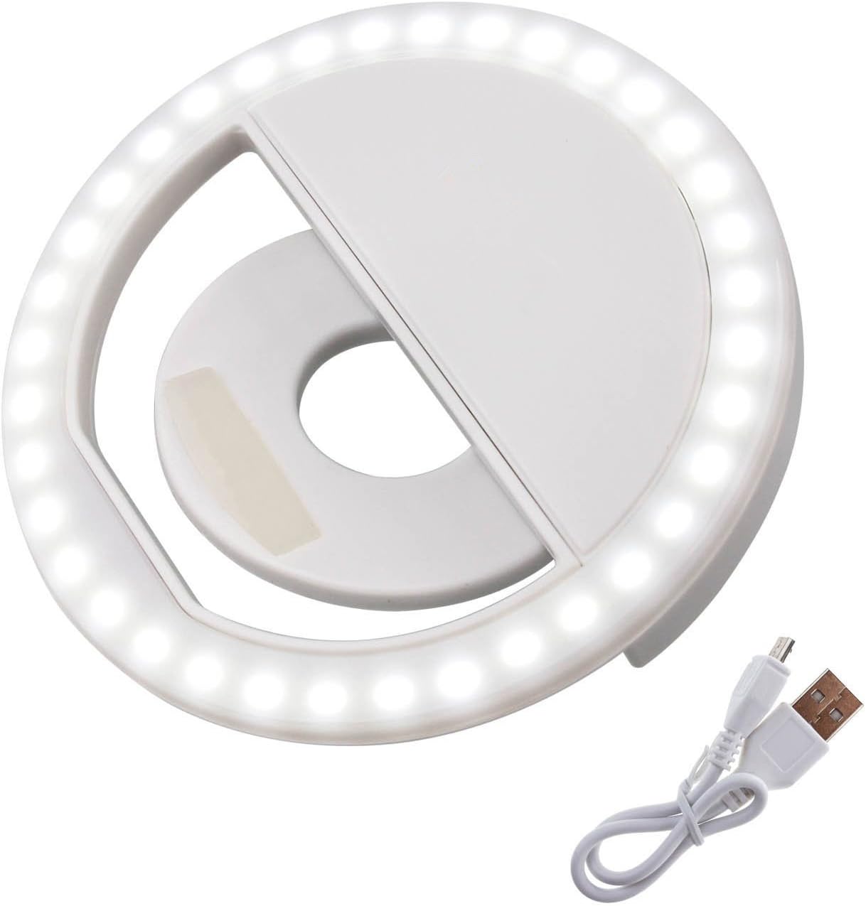 CSBROTHER Selfie Ring Light, [Rechargable Battery] Selfie LED Camera Light [36 LED] for iPhone, Tablet, iPad, Laptop, Camera (White)
