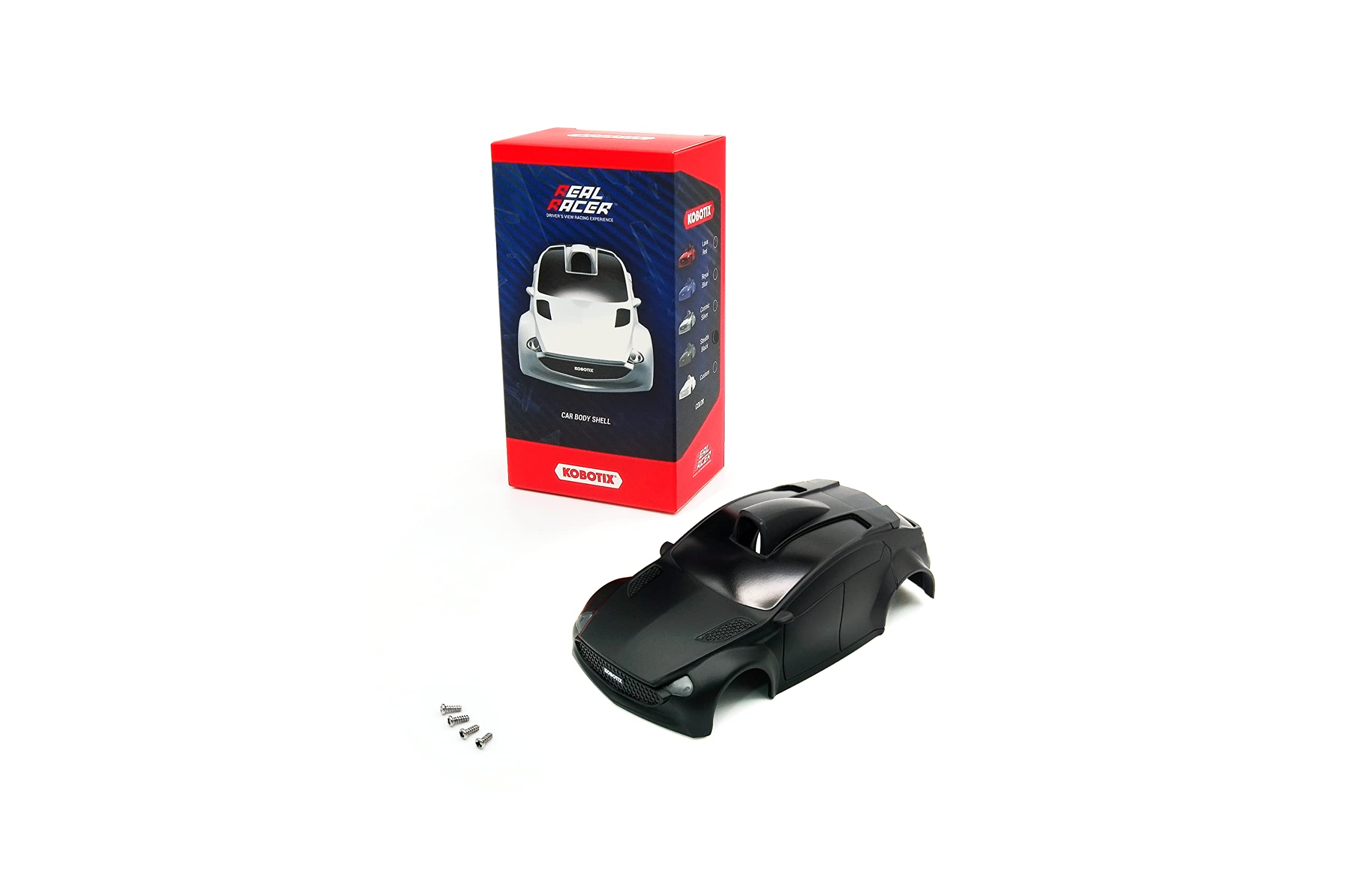 Kobotix Real Racer Car Body Shell - Refresh Your RC Racing Style with a Replacement Shell (Stealth Black)