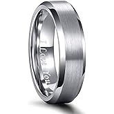 Greenpod 4MM 6MM 8MM Tungsten Carbide Engagement Ring Brushed Beveled Edge Polished Silver Wedding Band for Men Women Engraved I Love You Always & Forever Size 4-15