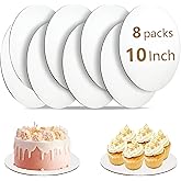 8 Pcs Cake Boards 10 inch Round, Food-Grade White Cake Board Rounds, Sturdy Cardboard Cake Circles Base Cakeboard, Waterproof and Oil-Proof Cake Plate for Cake DIY, Dessert, and Crafts Display