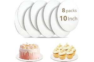 LNDIEHS 8 Pcs Cake Boards 10 inch Round, Food-Grade White Cake Board Rounds, Sturdy Cardboard Cake Circles Base Cakeboard, Waterproof and Oil-proof Cake Plate for Cake DIY, Dessert, and Crafts Display