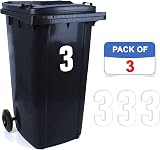 Sara Prints Pack of 3 White Number 3 Wheelie Bin Stickers 17 cm view 2