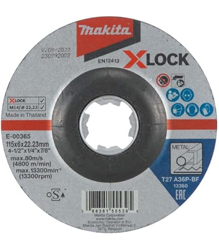 Meules Pour INOX Makita A-95962-25 (lot De 25) - 5 X 1/4 X 7/8 Pouces, Grain 36