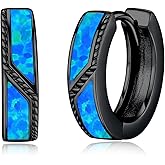 Suiknsn Gemstones/Viking/Celtic/Cross Hoop Earrings for Men Women 925 Sterling Silver 15mm Huggie Earrings for Sensitive Ears Jewelry Valentine Day Birthday Gifts