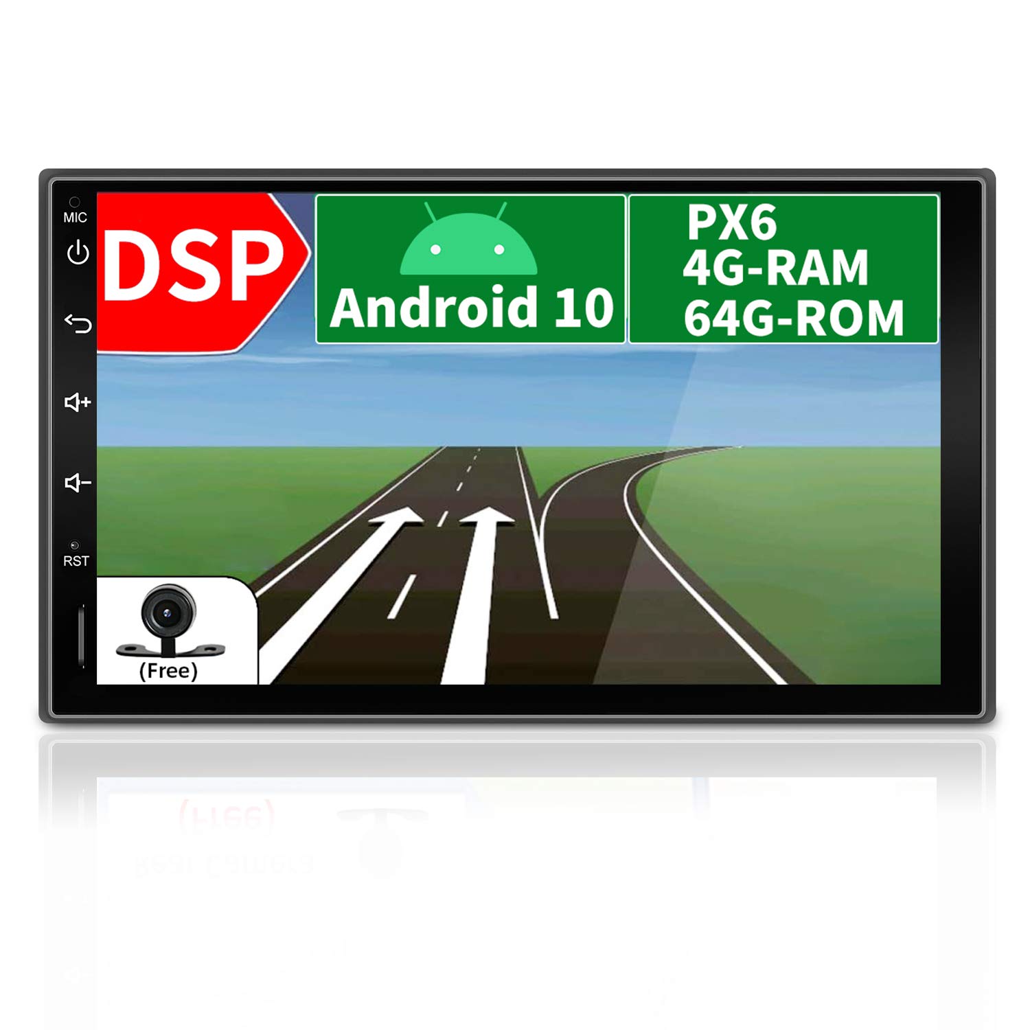 JOYX PX6 DSP Android 10 Double Din Car Stereo Head unit | 4G/64G | Free Backup Camera | Universal Navigation Support HDMI 4K-Video AHD-Camera WIFI BT5.0 Steering Wheel DAB Google 4G Mirrorlink| 7 Inch