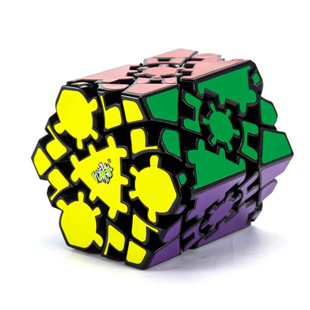 Yealvin Gear Hexagonal Prism Cube, Black Gear Cube Skewb Cube 3D Puzzle Cube Brain Teasers Puzzle Toys