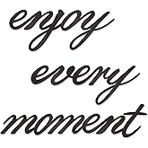 Zzbakress Metal Sign Decor Enjoy Every Moment Wall Art Happy Words Farmhouse Home Sign Fresh Hallway Decor Black Metal for Living Room Kitchen Bathroom (Black)