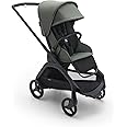 Bugaboo Dragonfly City Stroller, Lightweight Compact Baby Stroller with One Hand Easy Fold in Any Position, Full Suspension, XL Underseat Basket, Black Chassis and Forest Green Sun Canopy