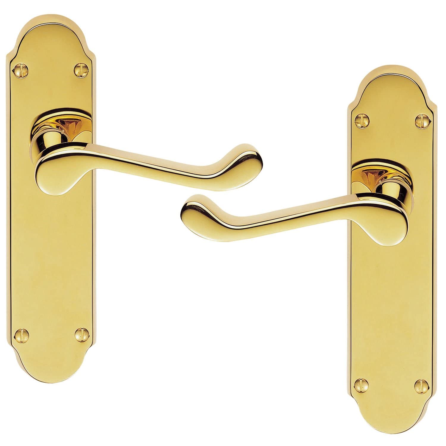 Carlisle Brass - Oakley Scroll Door Handles Lever Latch Set for Interior Doors 170x42mm Plate (Polished Brass)