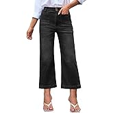 GREAIDEA Wide Leg Jeans for Women High Waist Baggy Stretchy Flared Jeans Trendy Cropped Denim Jeans Pants with Pocket