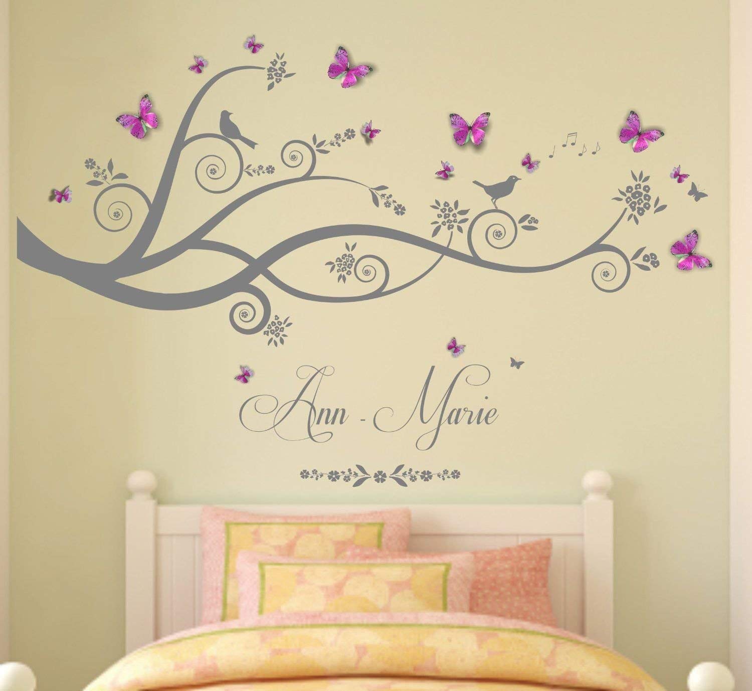Personalised Name Tree Branches With Hot Pink Sky Blue