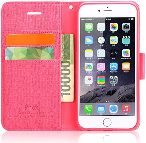 Souldio iPhone 6 Case,iPhone 6s Case,iPhone 6/6s Wallet case,iPhone 6s/6 Flip Case Leather[Magnet][Card Case][Fodable Stand]Rugged Double Layer Shock Protective Case for iPhone(Rose Red)
