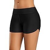 ALove Swim Shorts Womens Stretchy Sporty Bathing Suit Bottoms Side V Slit Boyshorts Swimsuit Board Shorts