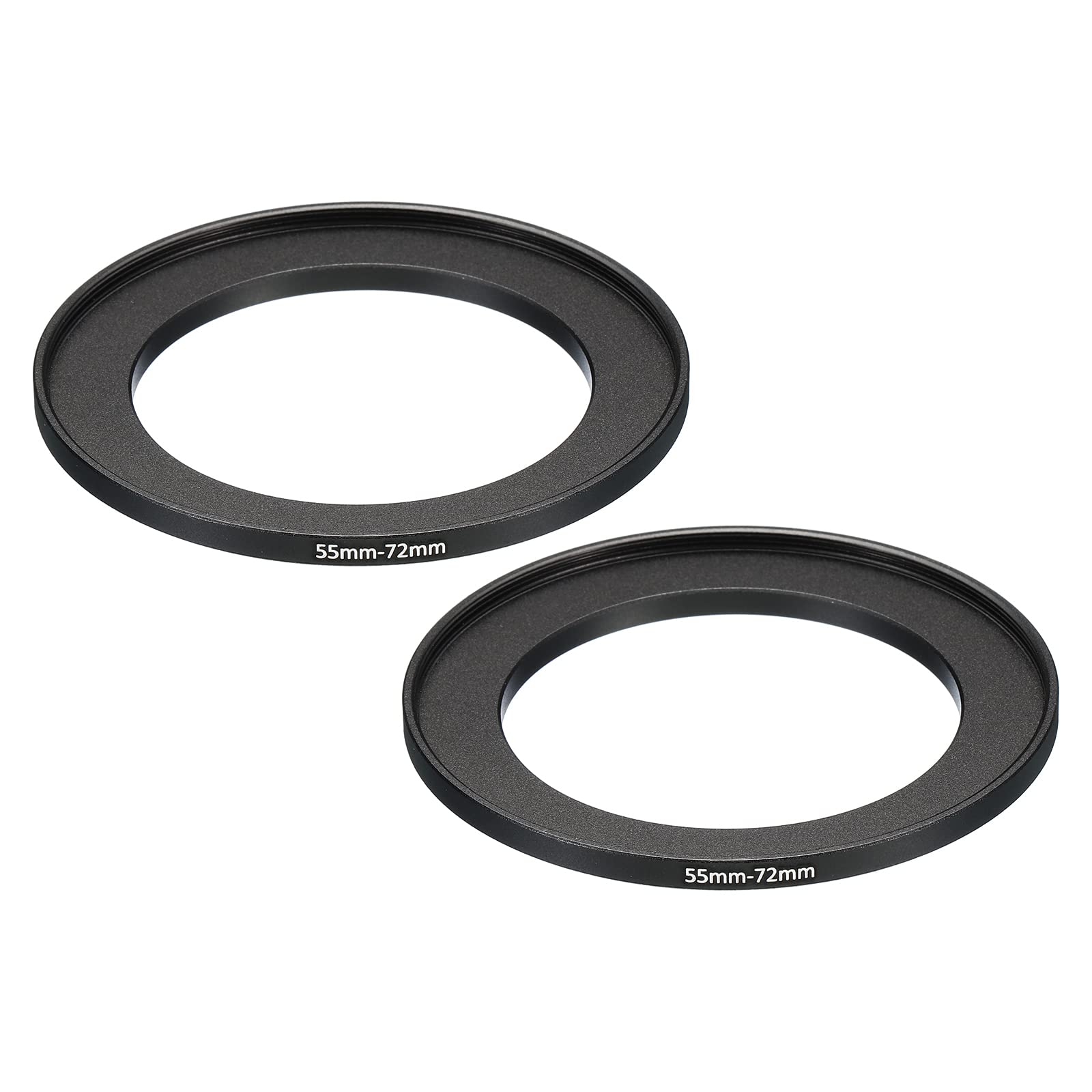 PATIKIL 55mm-72mm Metal Step Up Ring, 2 Pack Camera Lens Filter Adapter Ring Aluminum Filter Adapter Ring for Camera Lenses Hood, Black