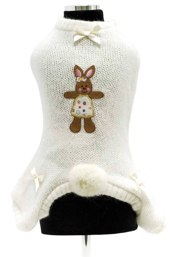 Trilly Tutti Brilli Axelle 4Zampe Wool Suit with Thermal Application and Pompon with Brooch, 2X-Small, White