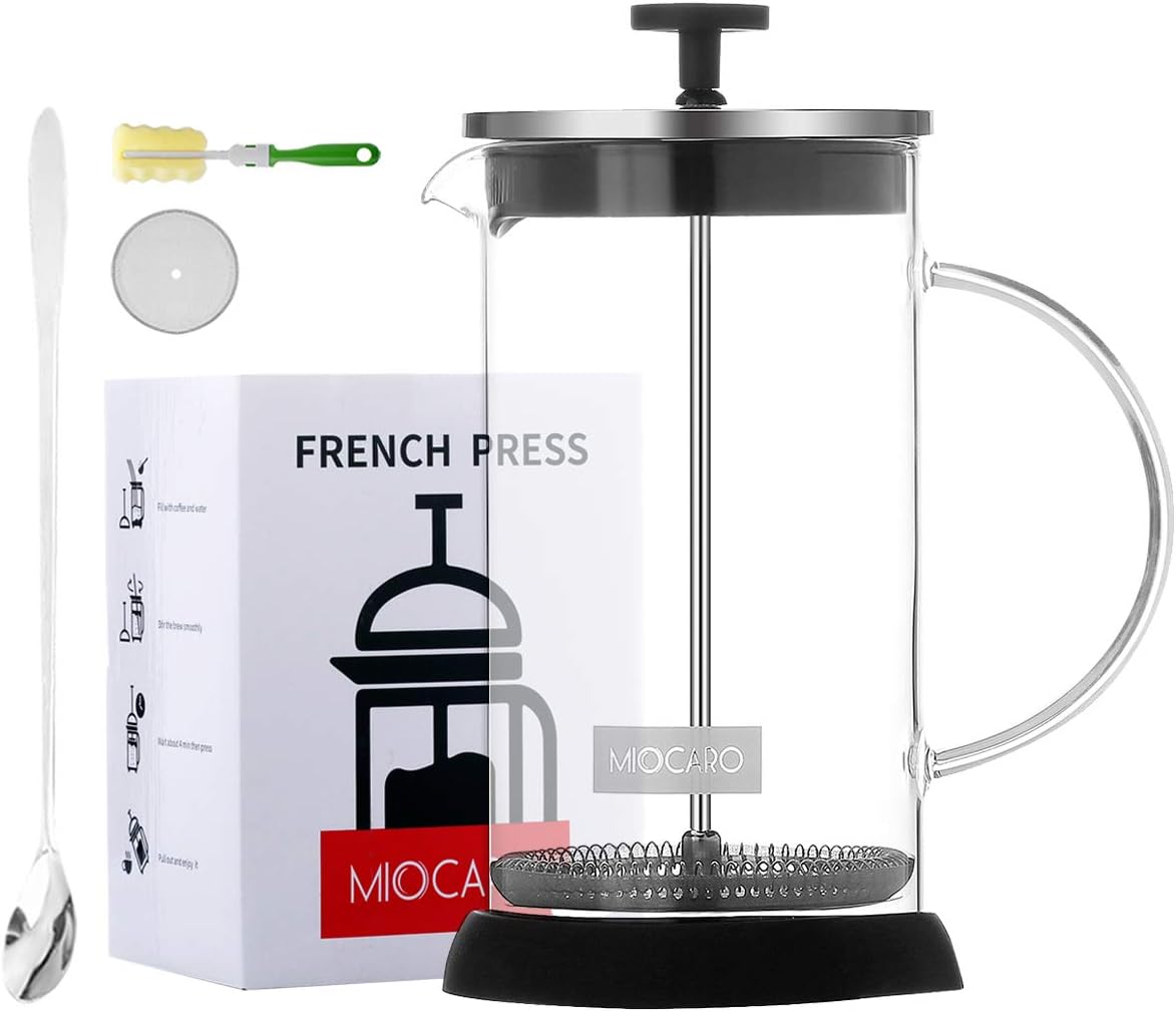 MIOCARO French Press Coffee Maker Set Gift 8 Cup Durable