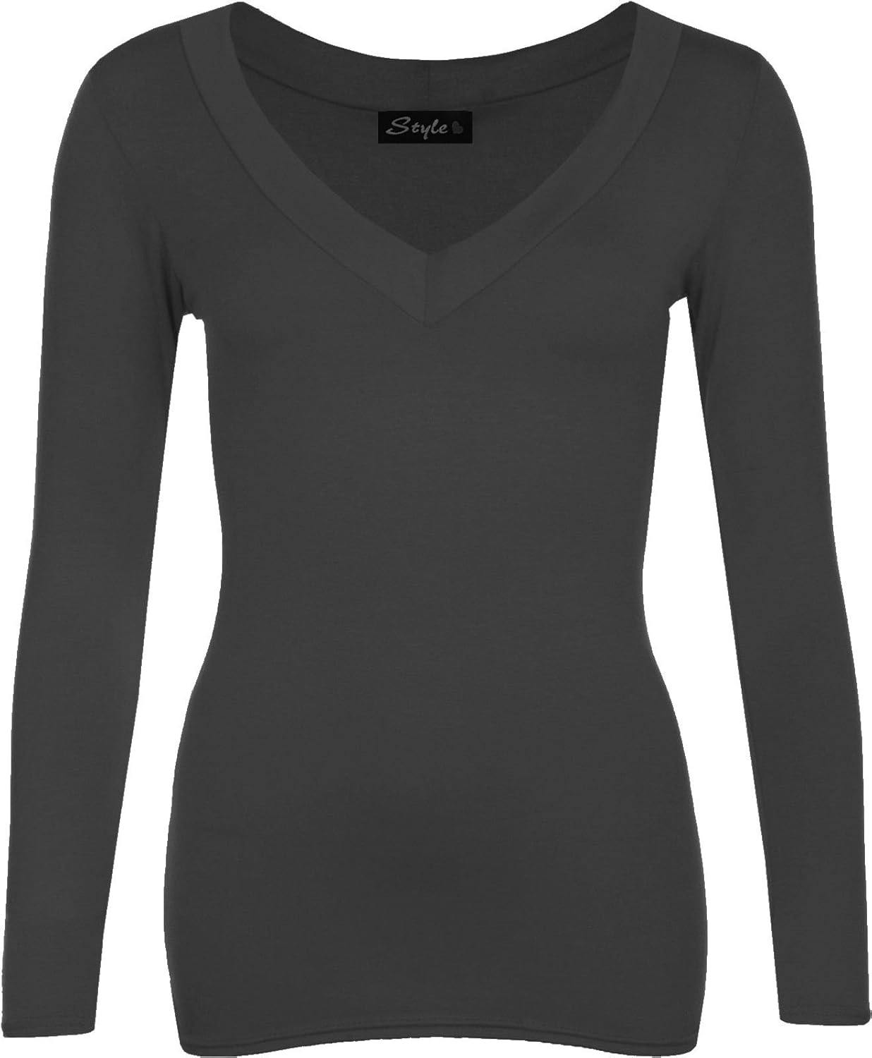 Ladies Long Sleeve V Neck Top Womens Stretch TShirt Tops Vest Tee