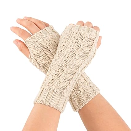 OSYARD Damen Wollhandschuhe Handschuhe Kurz-Stulpen Winterhandschuhe Strickhandschuhe Pulswärmer Armstulpen, Frauen Winter Ar