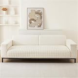 LINGKY Soft Flannel Sofa Covers 1 2 3 Seater Non-Slip Beige White 70x70cm view 8