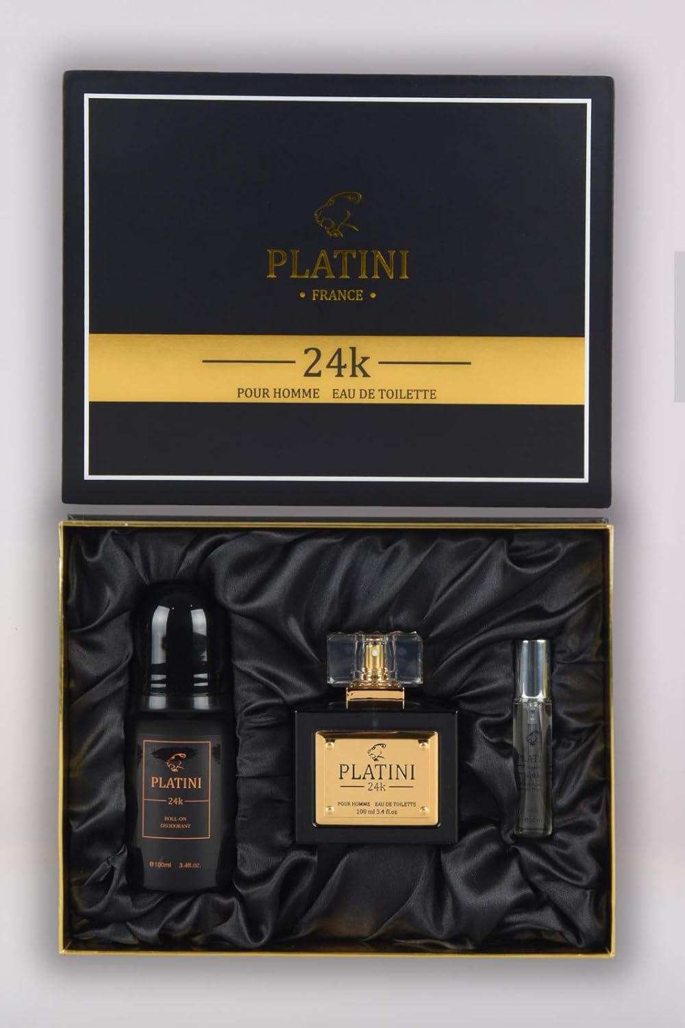 Platini men Cologne 24k POUR HOMME fragrance 3 Piece Eau