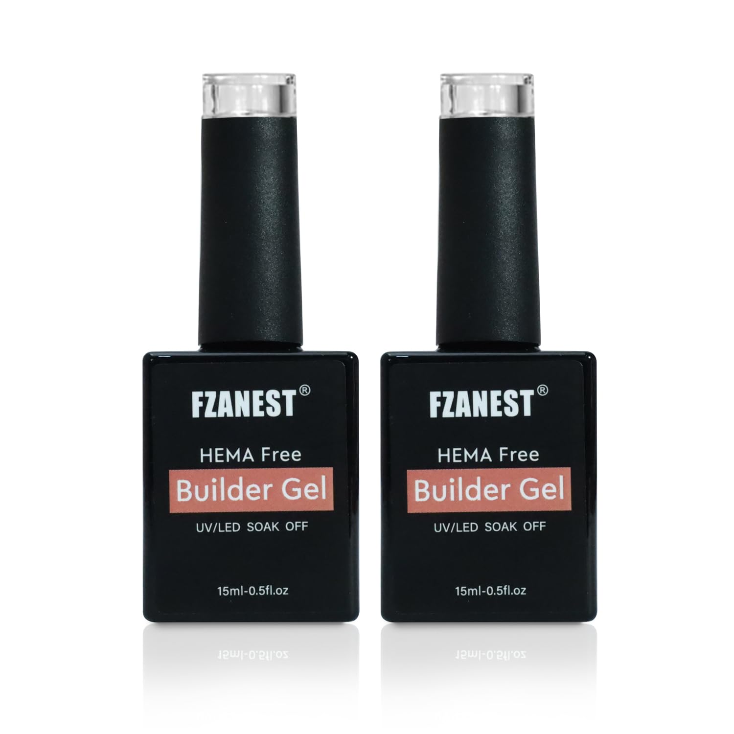 FZANEST Hema-free Builder Gel For Nails 15ML*2pcs, Low Heat Builder Gel Nail Kit, Hard Gel for Nail Apex and Extension Strengthener Building Nail Gel Brush in a Bottle(BIAB)
