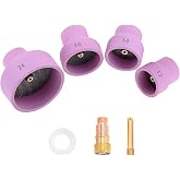 Ceramic TIG Welding Cup Set #12#14#16#24,Alumina Gas Lens Kit with Chuck | for WP-17/18/26 1.6 Torch, Stubby Gas Lens Industrial Supplies