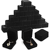 Sureio 24 Pcs Valentine's Day Velvet Jewelry Gift Boxes Bulk for Necklace Pendant Ring Earring Display Case Wedding (Black)