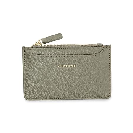 Anna Grace Damen Geldbörse, kleines Visitenkartenetui mit Münzfach/Kleingeldfach, Kleiner dünner praktischer Geldbeutel, Brie