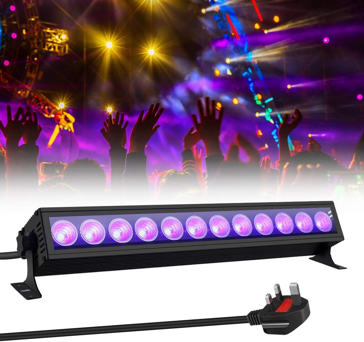 GLIME UV LED Light Bar 36W Ultraviolet Black Light 12 LEDs 360