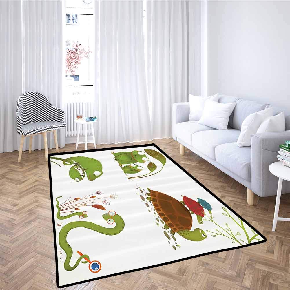 Reptile Decor Play Mat for Infants Reptile Family with Colorful Baby Collection Snake Frog Ninja Turtles Love Mother Kids Baby Toddler Outdoor or Indoor Use Green Brown Blue 4x6 Feet