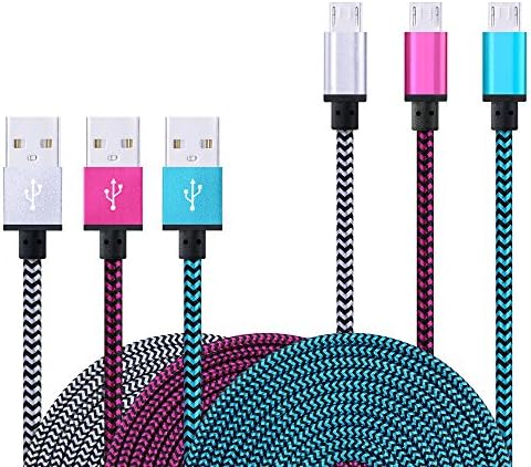 Micro Cable, AiGoo 3-Pack Premium 3FT Nylon Braided High Speed USB 2.0 A Male to Micro B Data Sync and Charger Cable for Samsung Galaxy S7 Edge, S6, HTC, Motorola, Nokia, Sony and More Android Devices